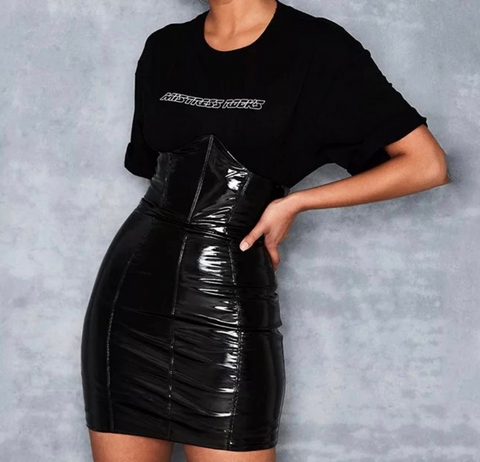 Wet Paint Leather Skirt